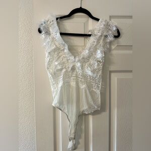 Elegant White Lace Bodysuit